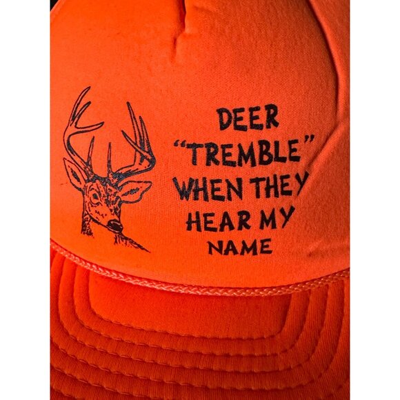 Blaze Orange hunting novelty Deer "Tremble" Snapback Hat - Picture 2 of 8